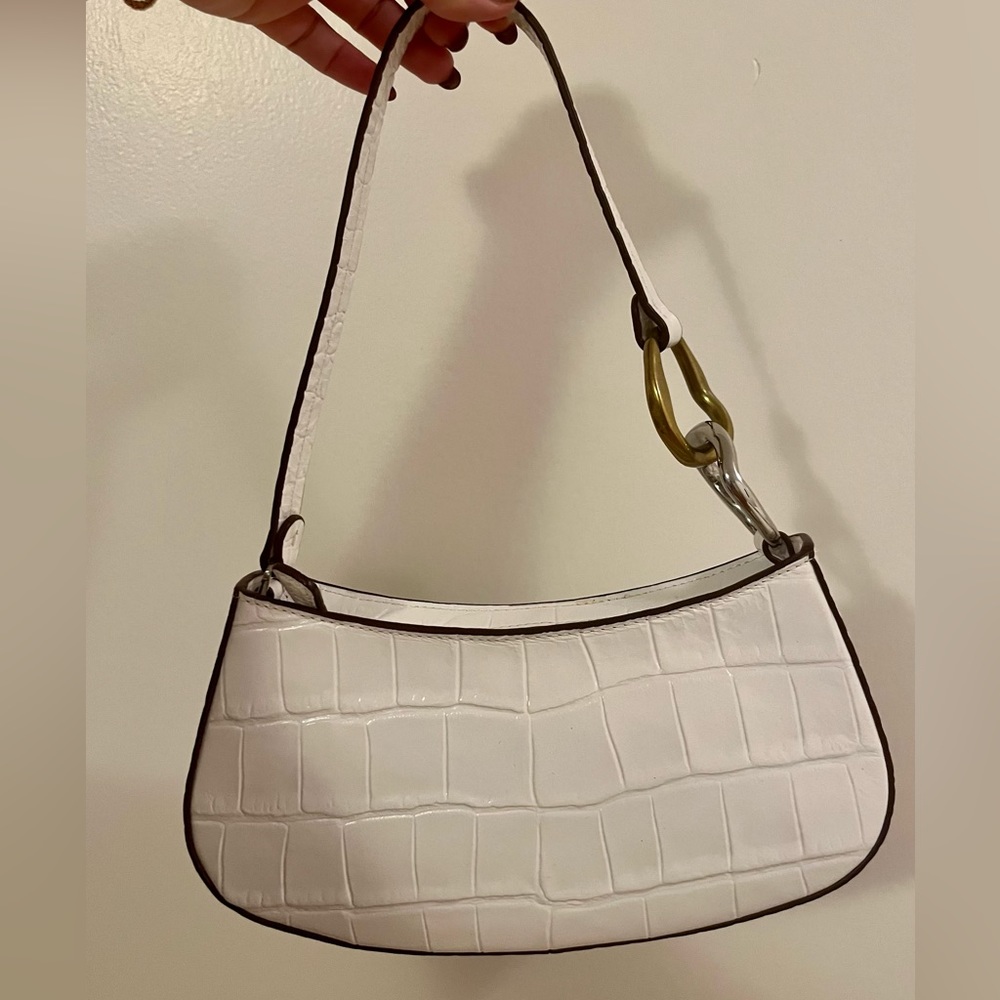 STAUD Ollie Bag in Fresh White Faux Croc